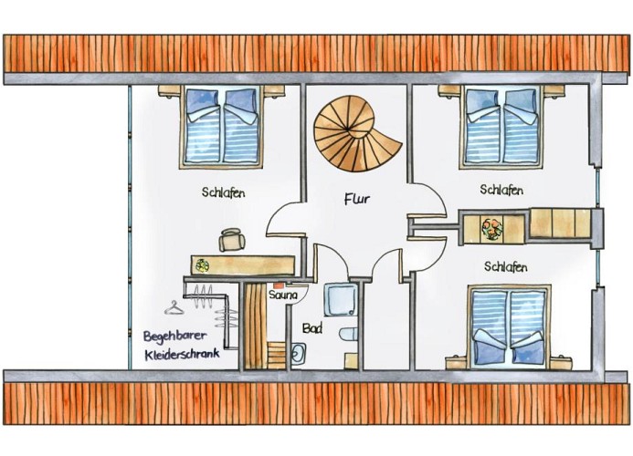 W 7 - Ferienhaus mit Terrasse, Sauna u. Kamin