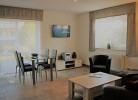 modernes Wohnzimmer mit offener Küche